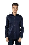 Luchiano Visconti Leo Solid Navy Shirt In Black