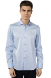 Luchiano Visconti Leo Solid Baby Blue Shirt In Brown