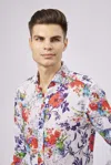 Luchiano Visconti Leo White Floral Shirt In White