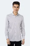Luchiano Visconti Leo White With Tiny Navy Petals And Gold Dots Jacquard Shirt In White