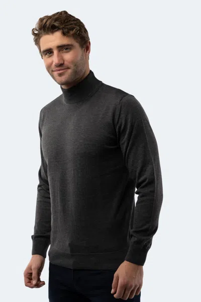 Luchiano Visconti Melange Dark Grey Mockneck Sweater In Black
