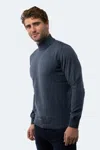 Luchiano Visconti Melange Indigo Mockneck Sweater In Grey