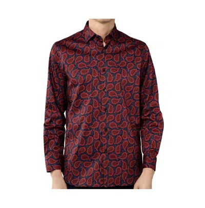 Luchiano Visconti Men's Black Purple Red Print Shirt In Multi