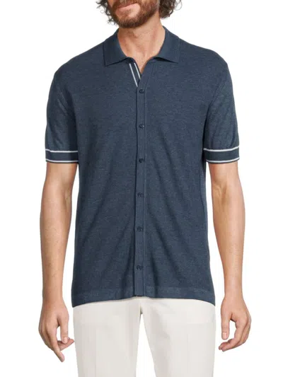 Luchiano Visconti Men's Button Front Tipped Polo In Navy