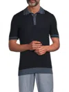 Luchiano Visconti Men's Contrast-trim Knit Polo Shirt In Black