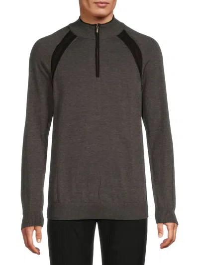 Luchiano Visconti Men's Contrast Trim Raglan Sleeve Pullover In Charcoal
