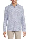 Luchiano Visconti Men's Diamond Print Modern Fit Shirt In Blue