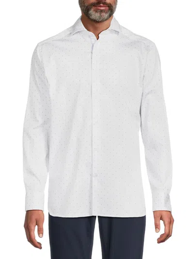 Luchiano Visconti Men's Dot Print Shirt In White
