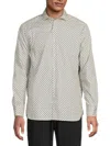 Luchiano Visconti Men's Geometric Print Cotton Shirt In Gray
