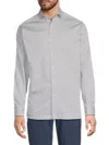 Luchiano Visconti Men's Geometric Print Shirt In White