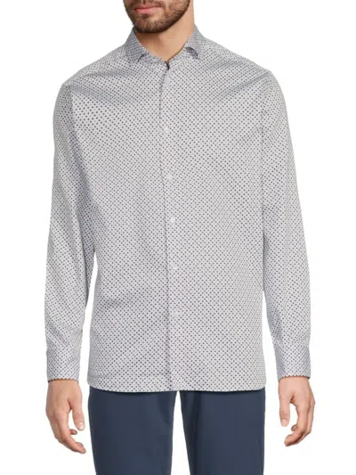 Luchiano Visconti Men's Geometric Print Shirt In White