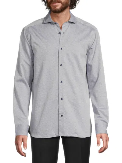 Luchiano Visconti Men's Micro Dot Long-sleeve Shirt In Storm Grey