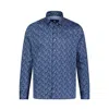 Luchiano Visconti Men's Multi Blue Skull Print Shirt