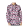 Luchiano Visconti White And Blue Check With Multicolor Swirls Shirt