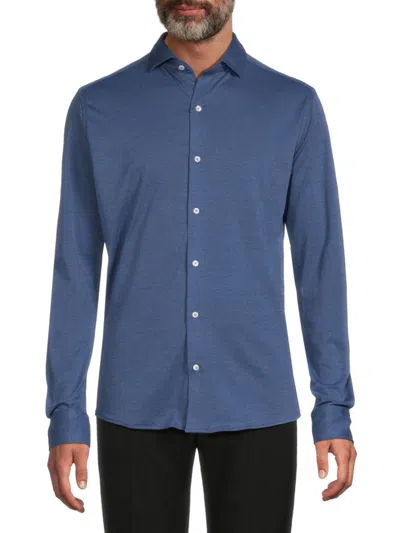 Luchiano Visconti Men's Solid Shirt In Indigo