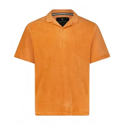 Luchiano Visconti Men's Terry Summer Polo In Coral In Orange
