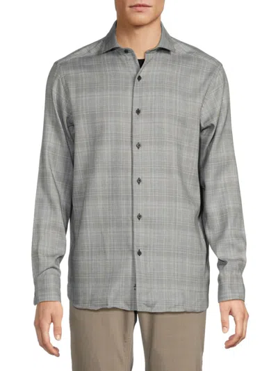 Luchiano Visconti Men's Textured Long Sleeve Shirt In Charcoal
