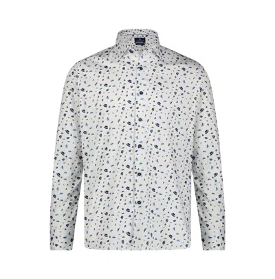 Luchiano Visconti Men's White And Blue Hat Print Shirt In Multi
