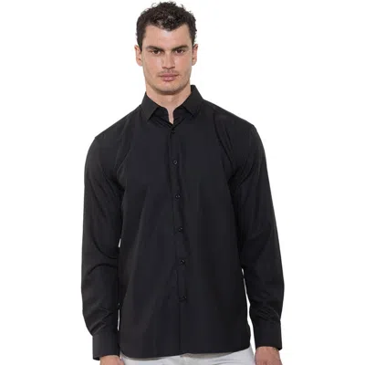 Luchiano Visconti Micro Melange Knit Shirt In Black