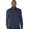 Luchiano Visconti Micro Melange Knit Shirt In Blue