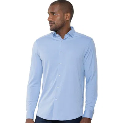 Luchiano Visconti Micro Melange Knit Shirt In Blue