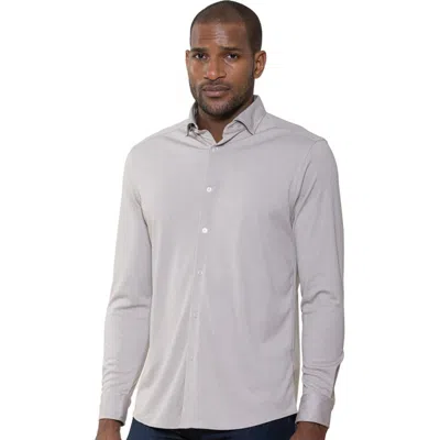 Luchiano Visconti Micro Melange Knit Shirt In Gray