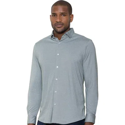 Luchiano Visconti Micro Melange Knit Shirt In Green