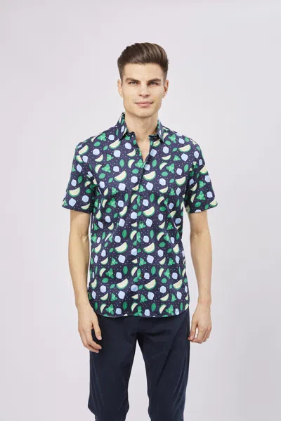 Luchiano Visconti Mojito Print Shirt In Blue