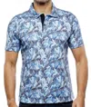 Luchiano Visconti Multi Blue Leaves Polo (tall) In Blue
