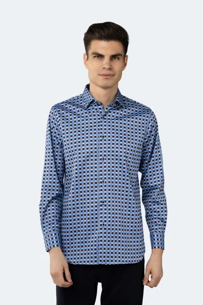 Luchiano Visconti Multi Blue Squares With Dots Shirt