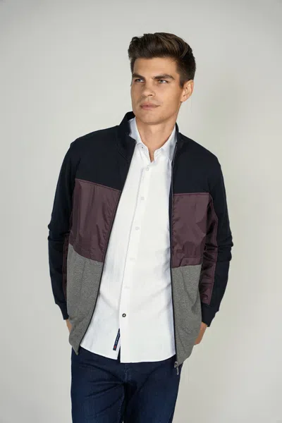 Luchiano Visconti Multicolor Full Zip Jacket In Blue