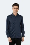 Luchiano Visconti Navy And Black Circular Jacquard Shirt In Blue