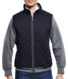 Luchiano Visconti Navy And Grey Quilted Knit Jacket In Blue