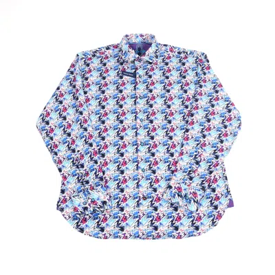 Luchiano Visconti Navy And Purple Lightning Bolts Shirt In Blue