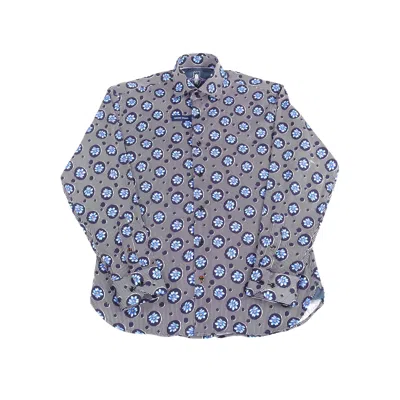 Luchiano Visconti Navy And White Stripes With Royal Blue Floral Shirt