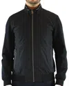 Luchiano Visconti Navy Knit Arms Bomber Jacket With Nanotech Body In Black