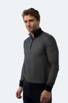Luchiano Visconti Navy Quarter Zip In Grey