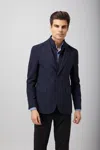 Luchiano Visconti Navy Speckle Zip Up Sportcoat In Blue