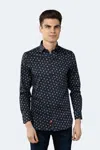 Luchiano Visconti Navy With Brown, Beige And Light Blue Paisley Shirt In Blue