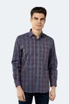 Luchiano Visconti Navy With Orange, Powder Blue And Beige Circle Shirt In Blue
