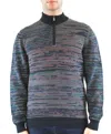 Luchiano Visconti Navy With Peach Multicolor Stripes, 3/4 Zip In Blue