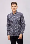 Luchiano Visconti Navy With Skulls Shirt In Purple