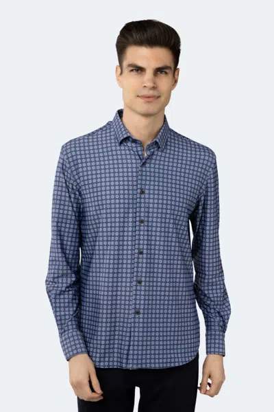 Luchiano Visconti Navy With Stone, Lilac And Light Blue Circular Shirt