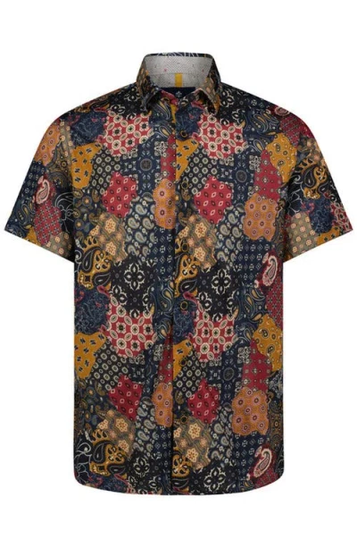 Luchiano Visconti Paisley Print Short Sleeve Shirt In Multi