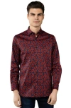 Luchiano Visconti Black And Purple With Bright Red Paisley Shirt In Multi
