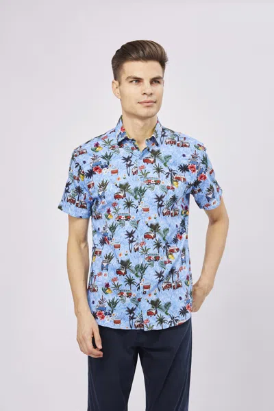 Luchiano Visconti Palm Trees And Volkswagens Shirt In Blue
