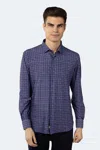 Luchiano Visconti Royal Blue, Red And White Check Box Shirt In Blue
