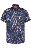 Luchiano Visconti Skull Ice Cream Print Short Sleeve Shirt In Blue