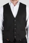 Luchiano Visconti Solid Black Formal Vest, Multi Grey Patterned Back (big & Tall) In Black