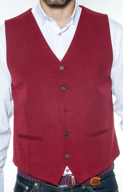Luchiano Visconti Solid Maroon Knit Vest In Red